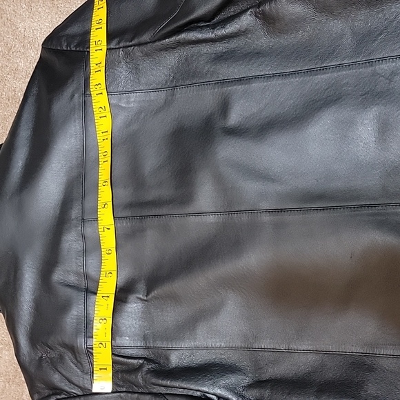 Black Leather Jacket and Skirt Set with Floral Embroidery - Picture 11 of 16